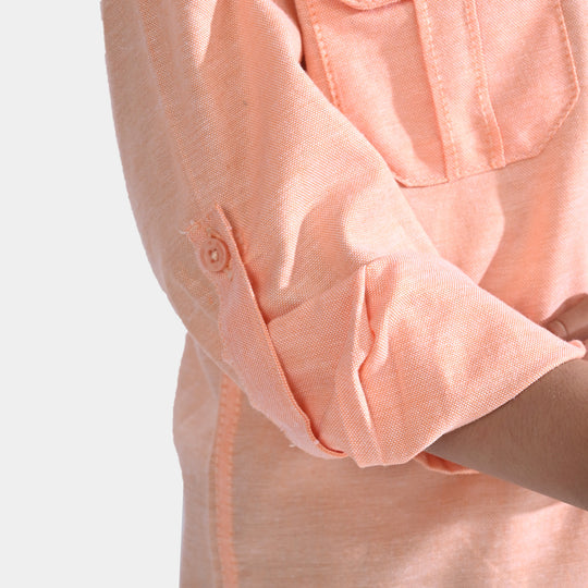 Boys Oxford Casual Shirt-Peach