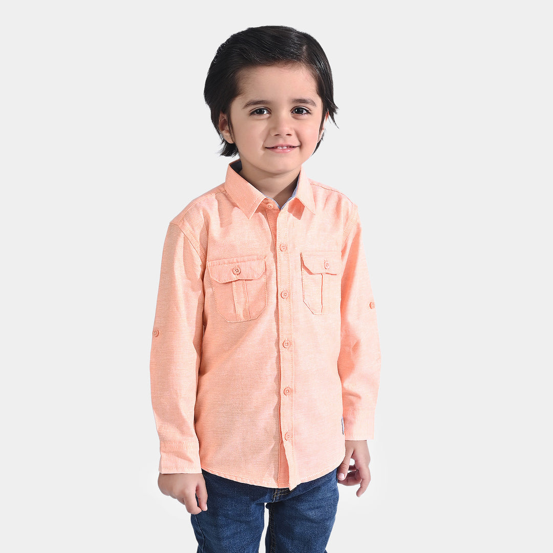 Boys Oxford Casual Shirt-Peach