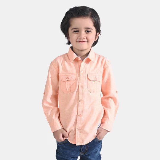 Boys Oxford Casual Shirt-Peach