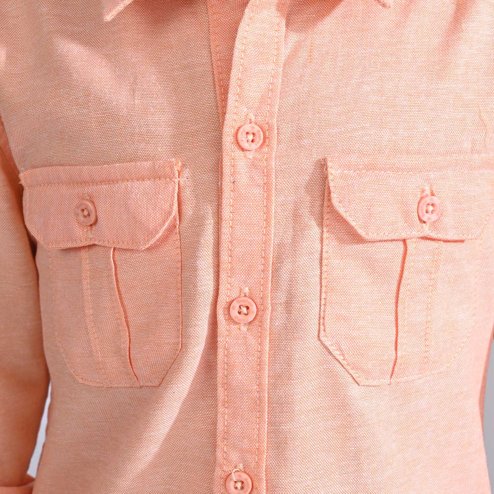 Boys Oxford Casual Shirt-Peach