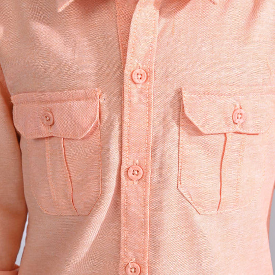 Boys Oxford Casual Shirt-Peach