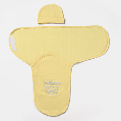 Baby Wrap Swaddle Sheet With Cap | Yellow