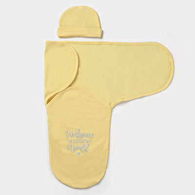 Baby Wrap Swaddle Sheet With Cap | Yellow