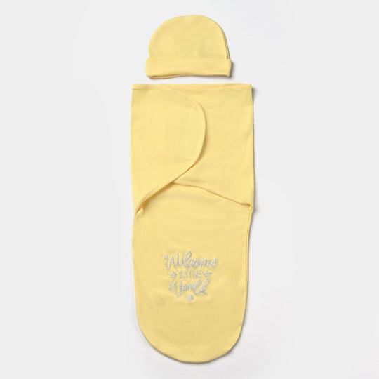 Baby Wrap Swaddle Sheet With Cap | Yellow