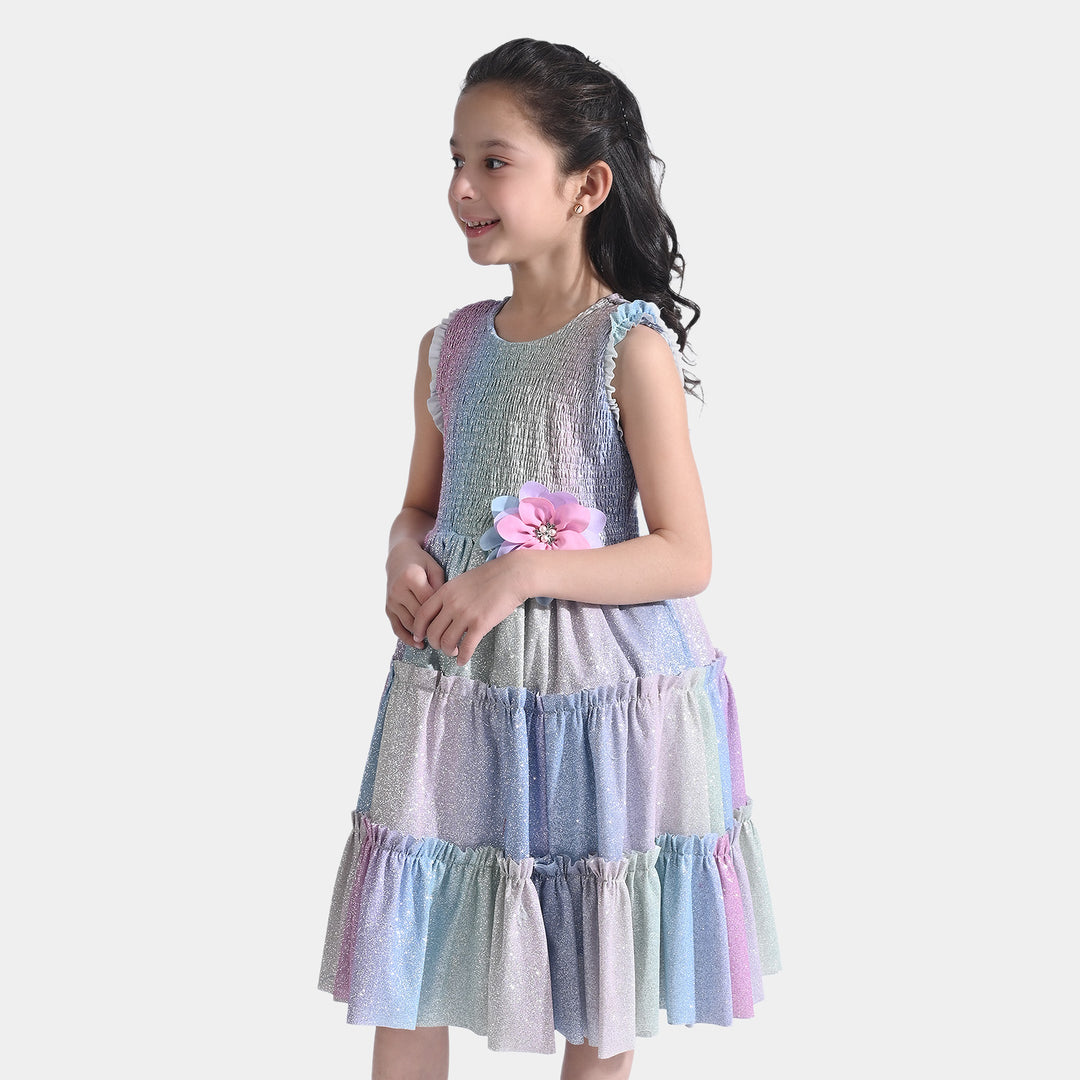 Girl's Fancy Frock Glitter-Multi