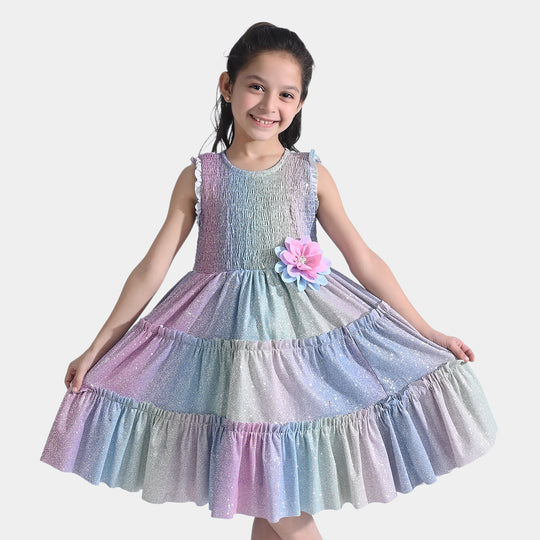 Girl's Fancy Frock Glitter-Multi