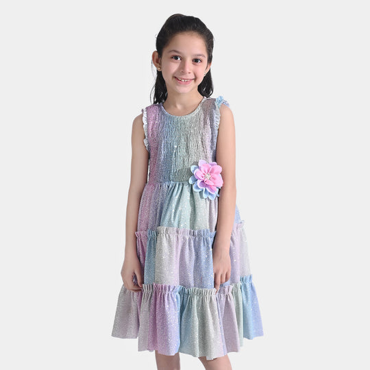 Girl's Fancy Frock Glitter-Multi