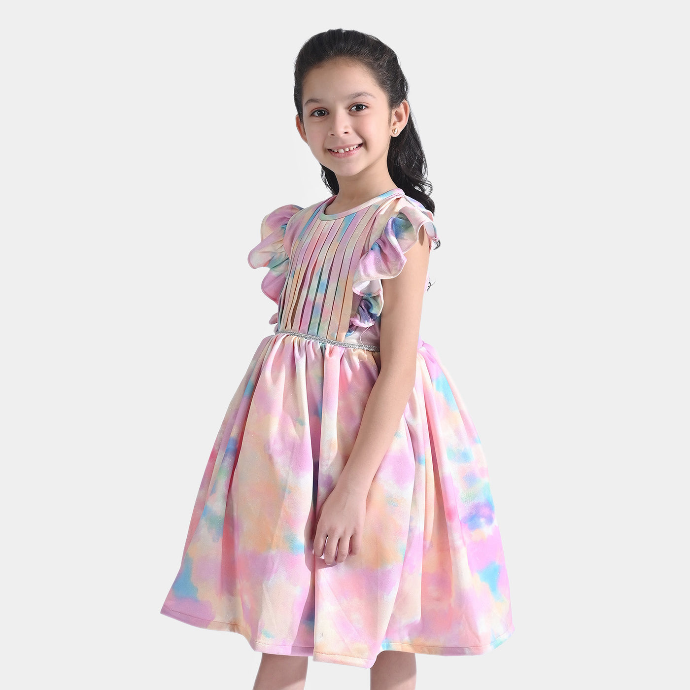 Girls Shimmer Fancy Frock Rainbow-Multi