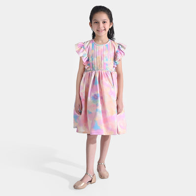 Girls Shimmer Fancy Frock Rainbow-Multi