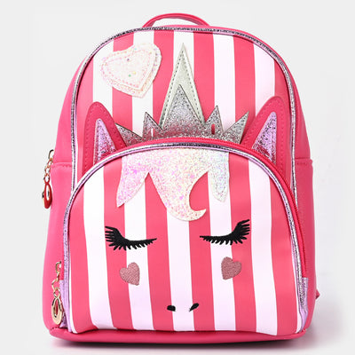 Fancy Backpack Cute Face Design Fuchsia