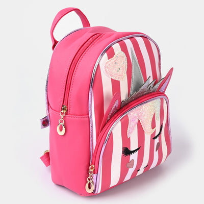 Fancy Backpack Cute Face Design Fuchsia
