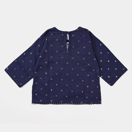 Infant Girls Jacquard 3Pcs Rang Nikhaar-Navy Blue