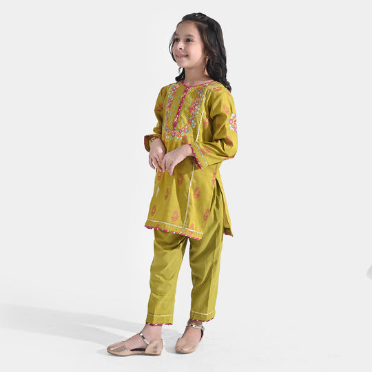 Girls Jacquard 2PCs Suit Peacock