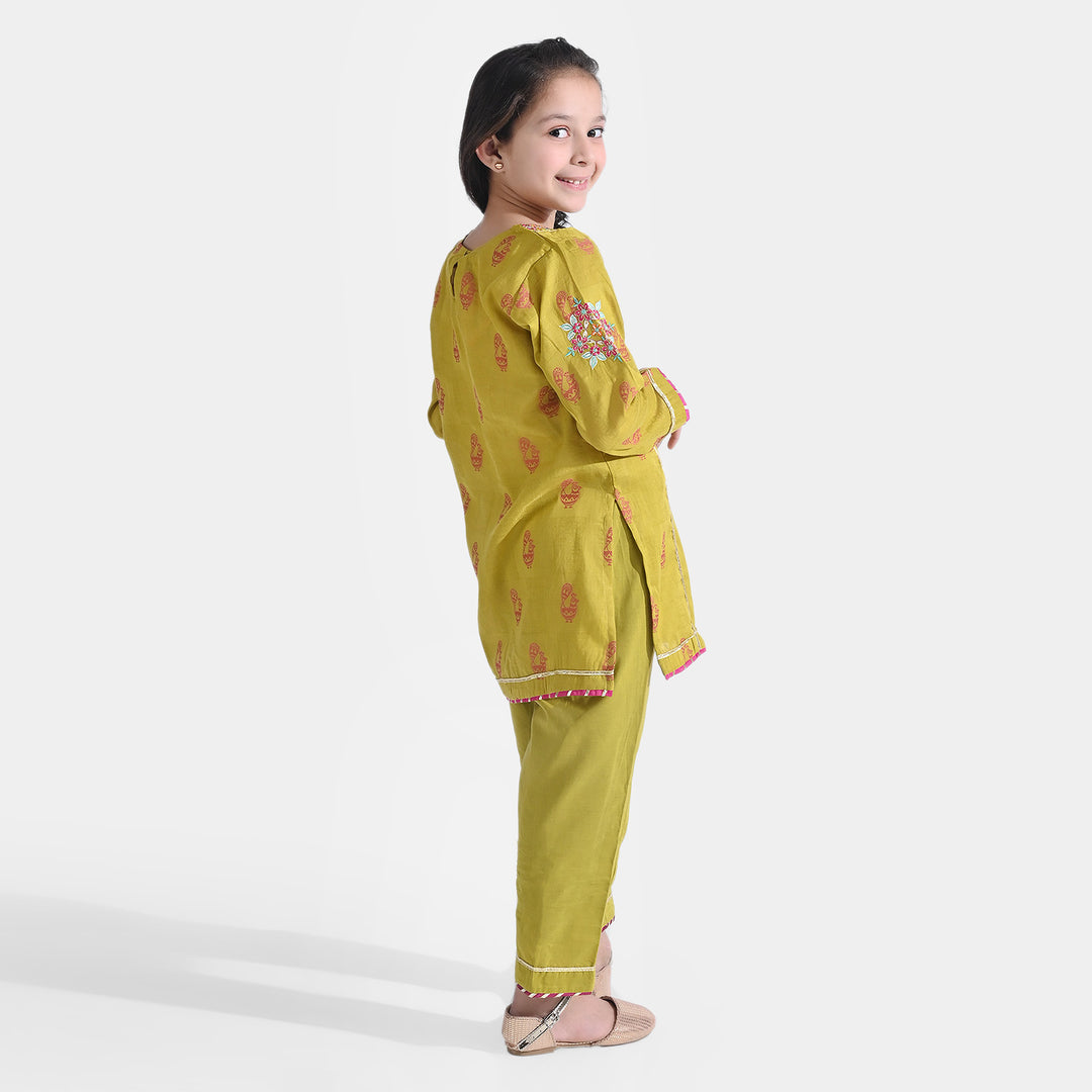 Girls Jacquard 2PCs Suit Peacock