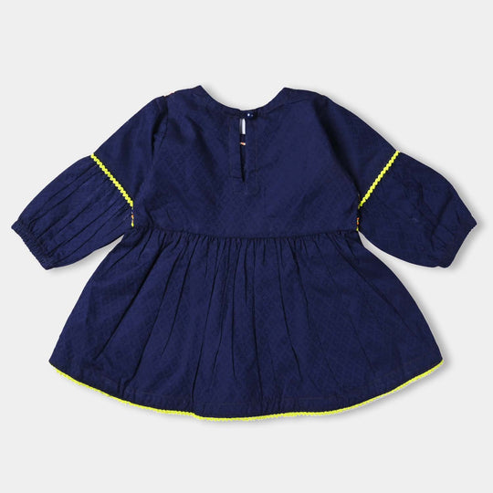 Infant Girls Dobby EMB Kurti Freedom-Navy Blue