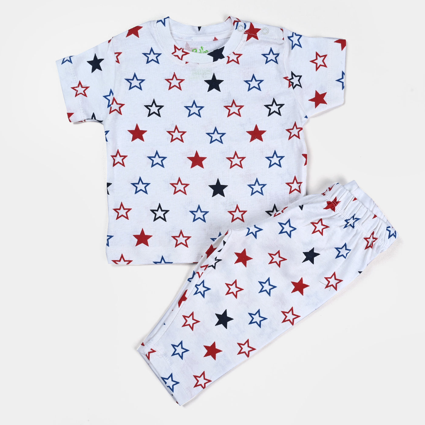 Infant Boys Jersey Knitted Night Suit Multi Star | White