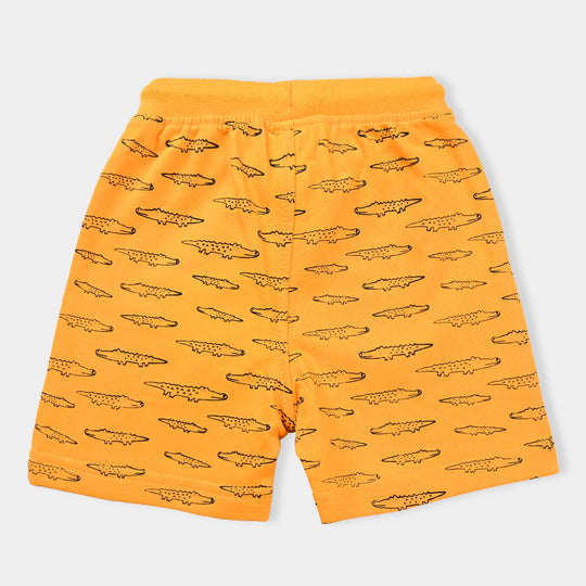 Infant Boys Cotton Terry Knitted Short Crocodile-Citrus