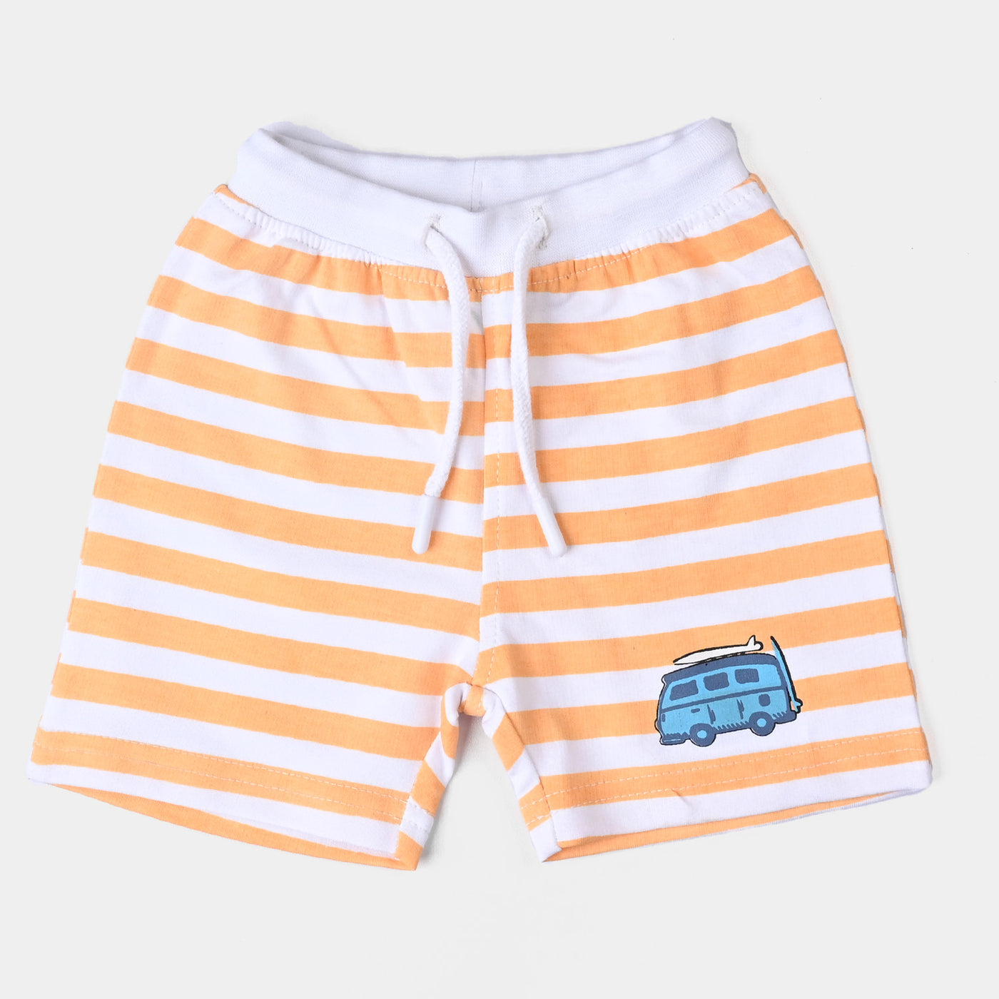Infant Boys Cotton Terry Knitted Short Stripes-White