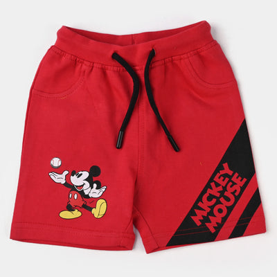 Infant Boys Cotton Terry Knitted Short Mickey-Poppy Red