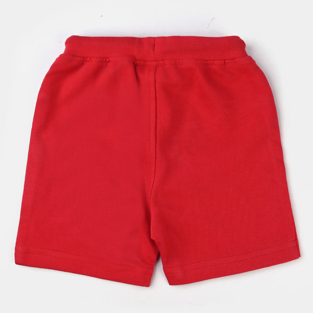 Infant Boys Cotton Terry Knitted Short-Poppy Red