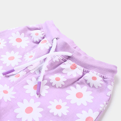 Infant Girls Cotton Terry Knitted Short Flower-V.Tulle