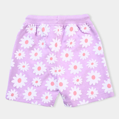 Infant Girls Cotton Terry Knitted Short Flower-Tulip