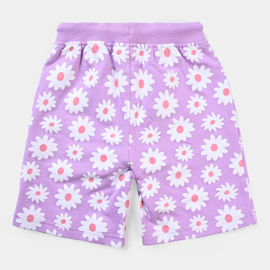 Girls Cotton Terry Short Flower-Tulip