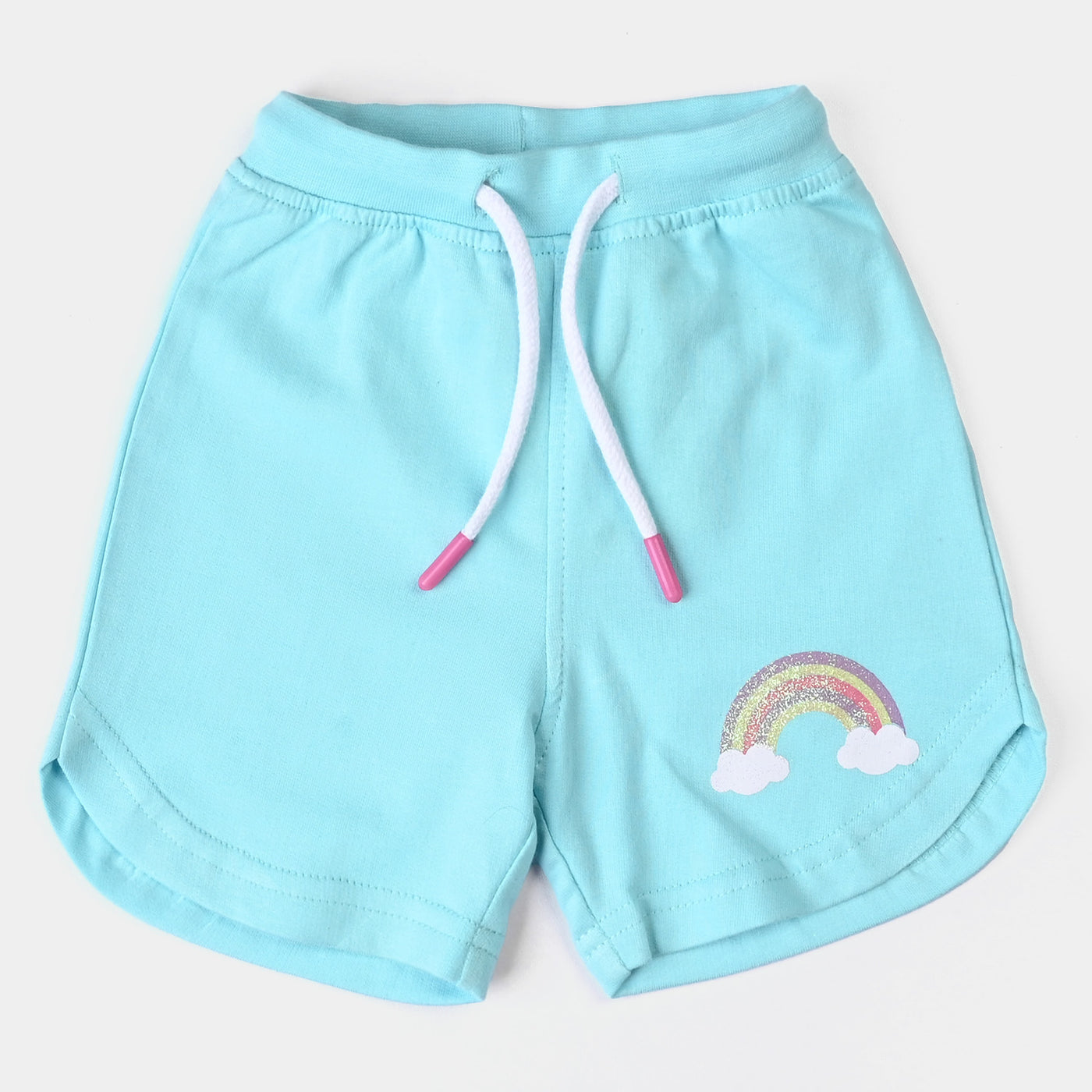 Infant Girls Cotton Terry Knitted Short Rainbow-T.Turquois