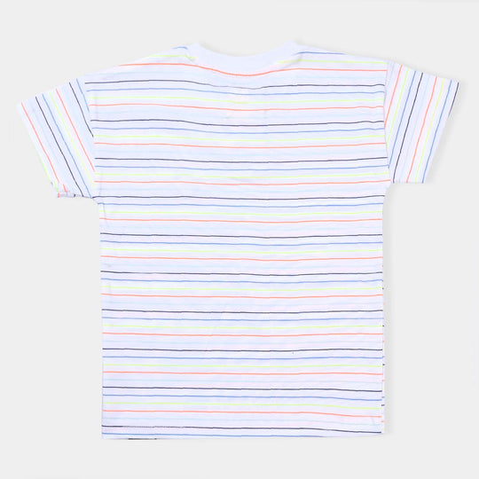 Boys Poly Cotton Jersey T-Shirt H/S Motor Race-White