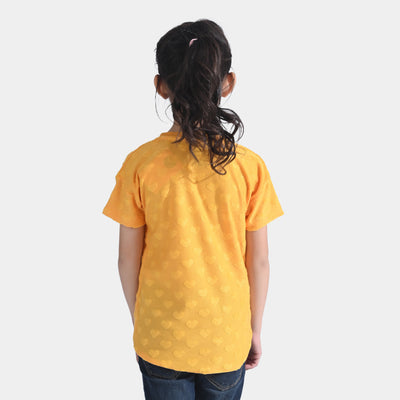 Girls Jacquard T-Shirt H/S Hearts | Citrus