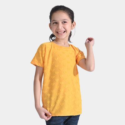 Girls Jacquard T-Shirt H/S Hearts | Citrus