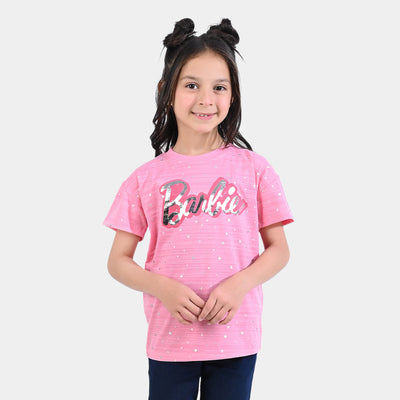 Girls Poly Cotton Jersey T-Shirt Character - Pink