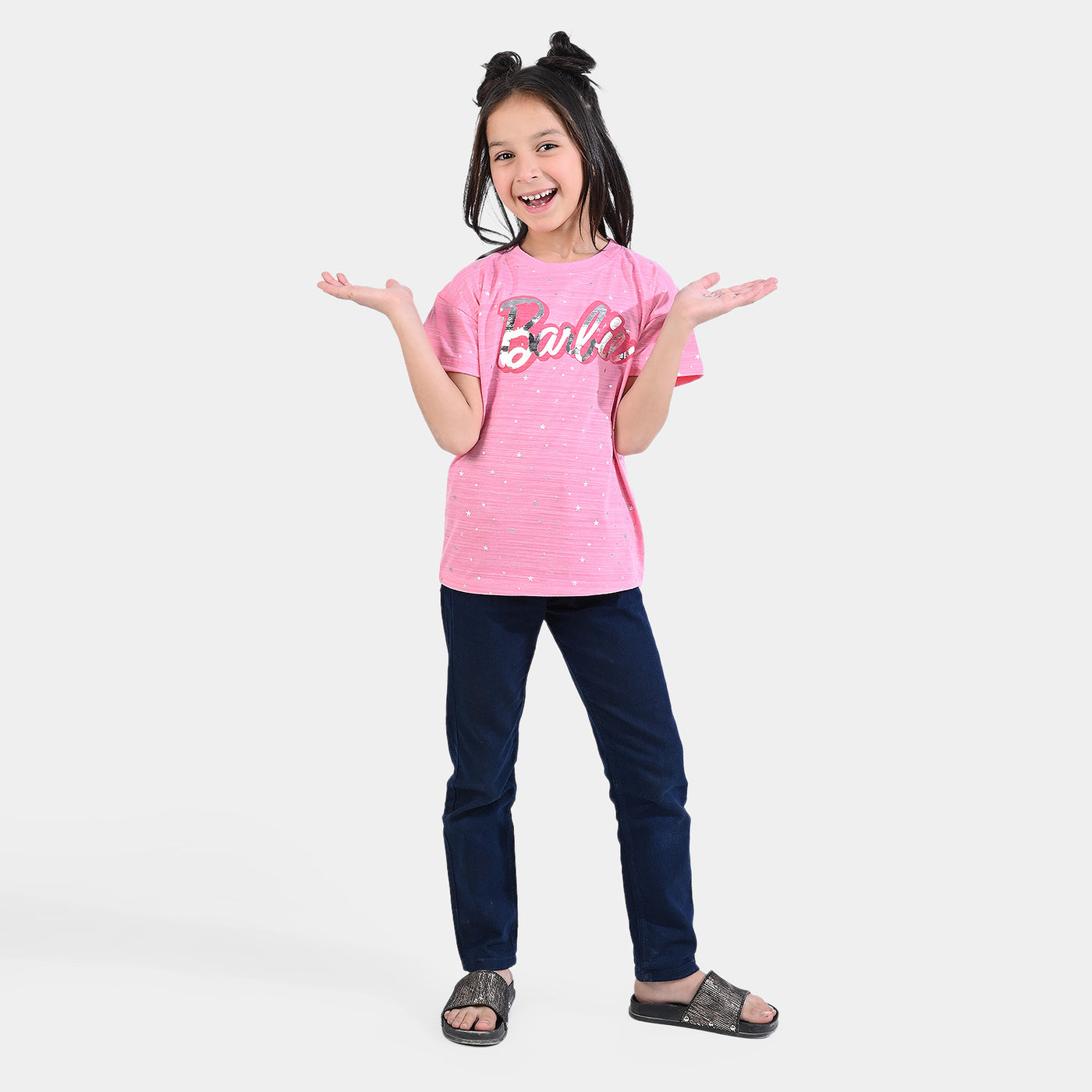 Girls Poly Cotton Jersey T-Shirt Character - Pink