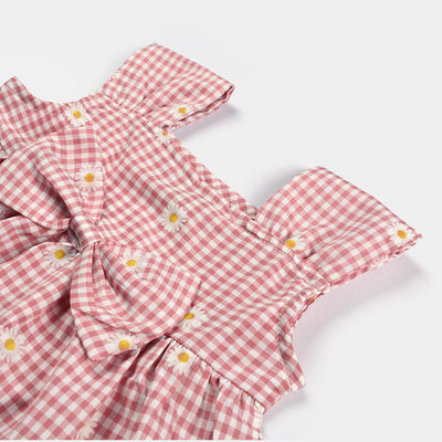 Infant Girls Woven Suit Check Sun Flower-D.PINK