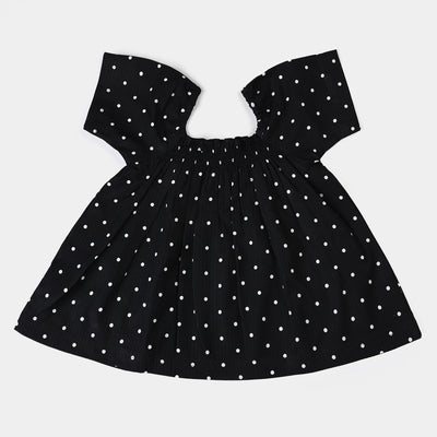 Infant Girls Woven Suit Polka Dots-BLACK