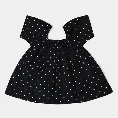 Infant Girls Woven Suit Polka Dots-BLACK