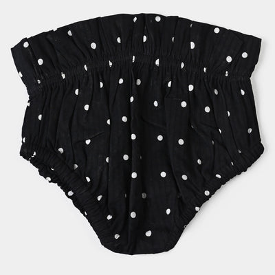 Infant Girls Woven Suit Polka Dots-BLACK