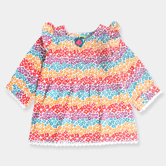 Infant Girls Cotton Poplin Printed 2 Pcs Suit Floral-Multi