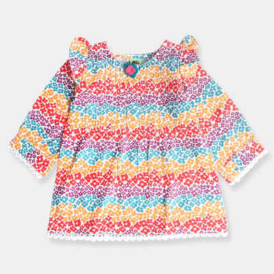Infant Girls Cotton Poplin Printed 2 Pcs Suit Floral-Multi