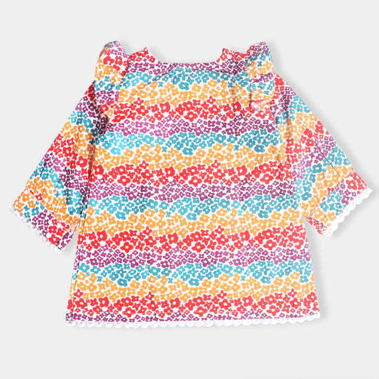Infant Girls Cotton Poplin Printed 2 Pcs Suit Floral-Multi