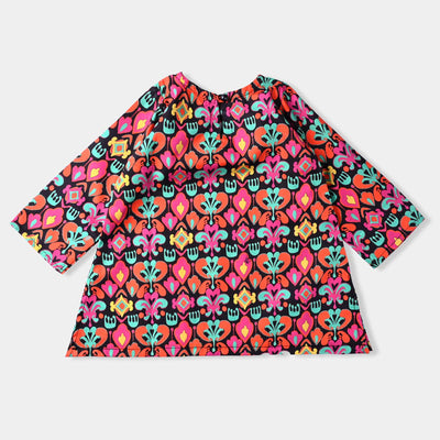 Infant Girls Cotton Poplin Printed 3 Pcs Suit Kailash-Multi