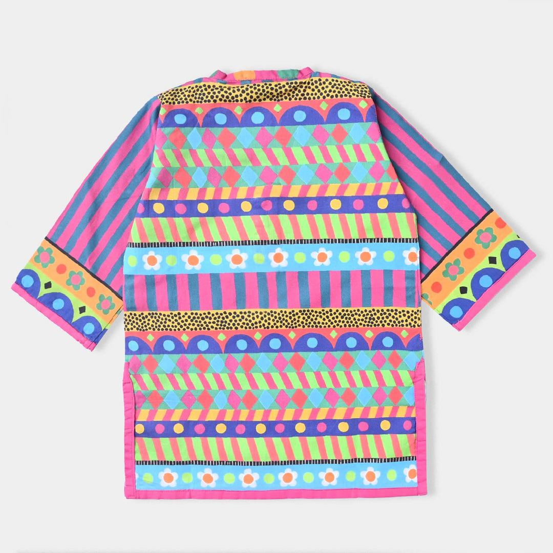 Infant Girls Cotton Poplin Printed 2 PCs Suit Pop art-Multi