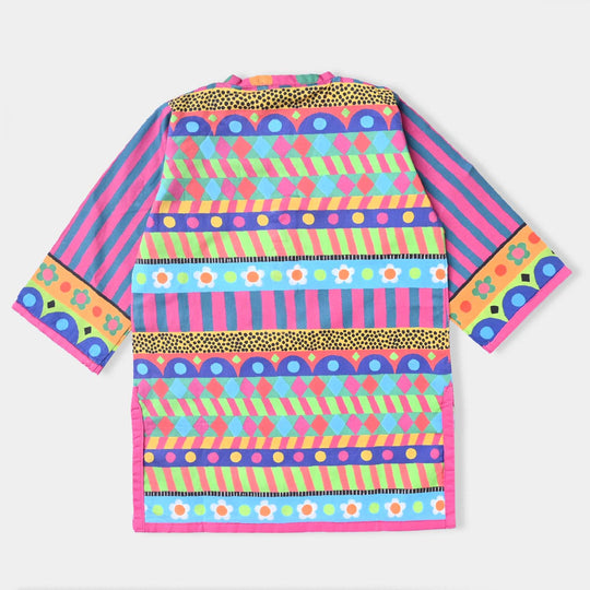Infant Girls Cotton Poplin Printed 2 PCs Suit Pop art-Multi