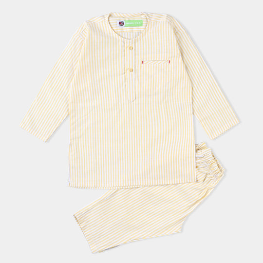 Infant Boys Yarn Dyed Shalwar Suit -Yellow