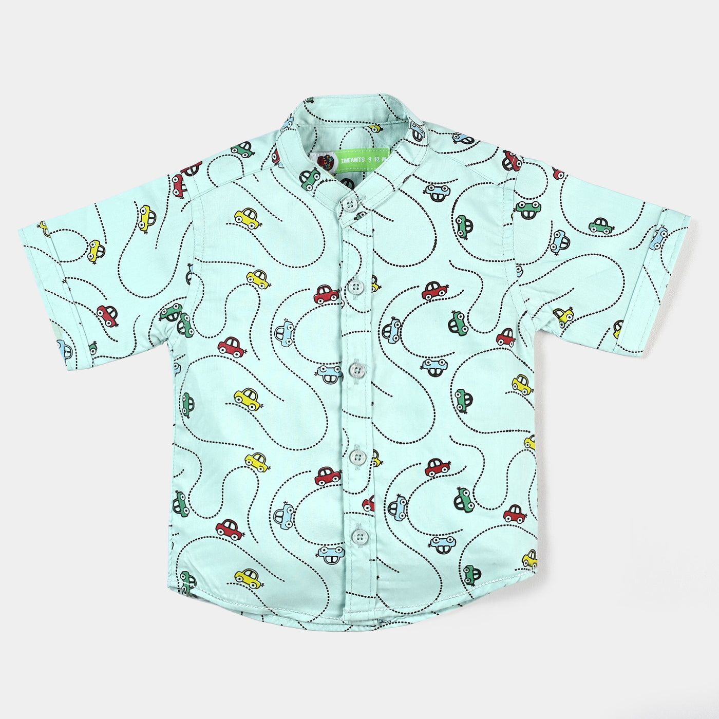 Boys Casual Shirt AOP Car S2-Mint Green