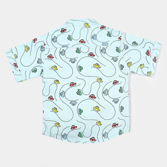Infant Boys Oxford Casual Shirt Car-SKY BLUE