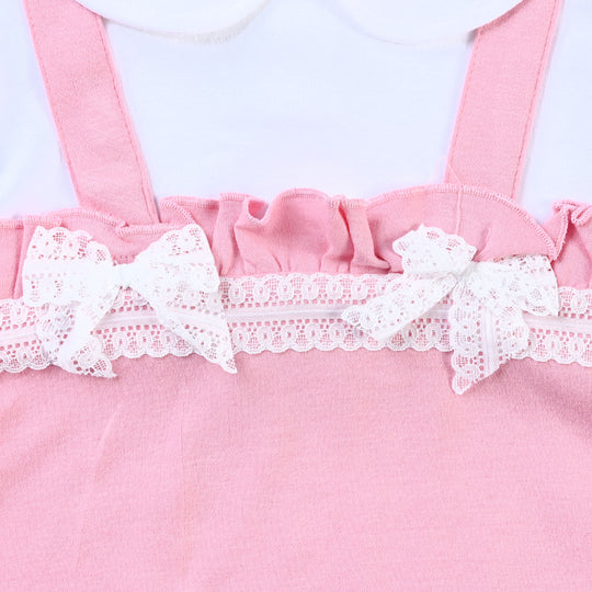 Infant Girls Cotton Interlock Knitted Romper Lace-White