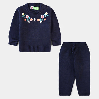 Infant Girls Sweater Knit Suit Blue bell-NAVY