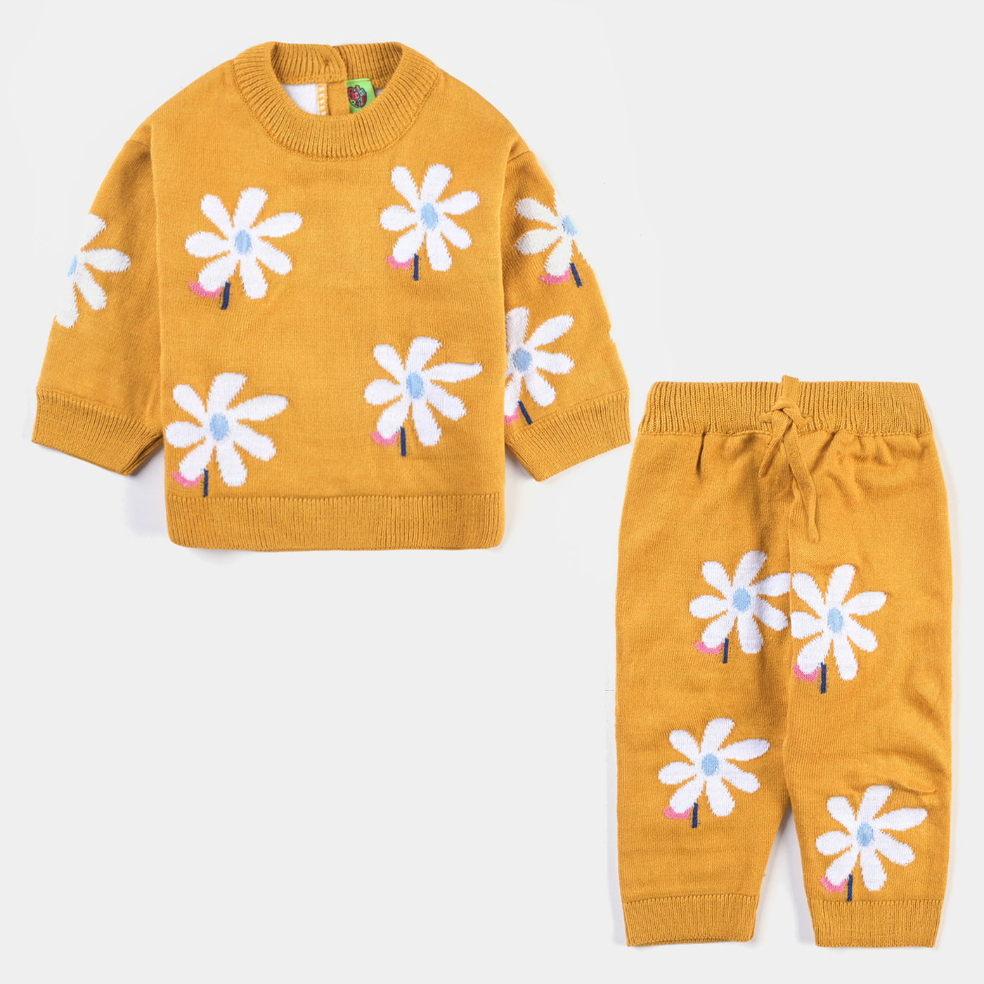 Infant Girls Sweater Knit Suit Daisy-Mustard