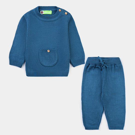 Infant Boys Sweater Knit 2PC Suit Front Pocket-Brill Blue